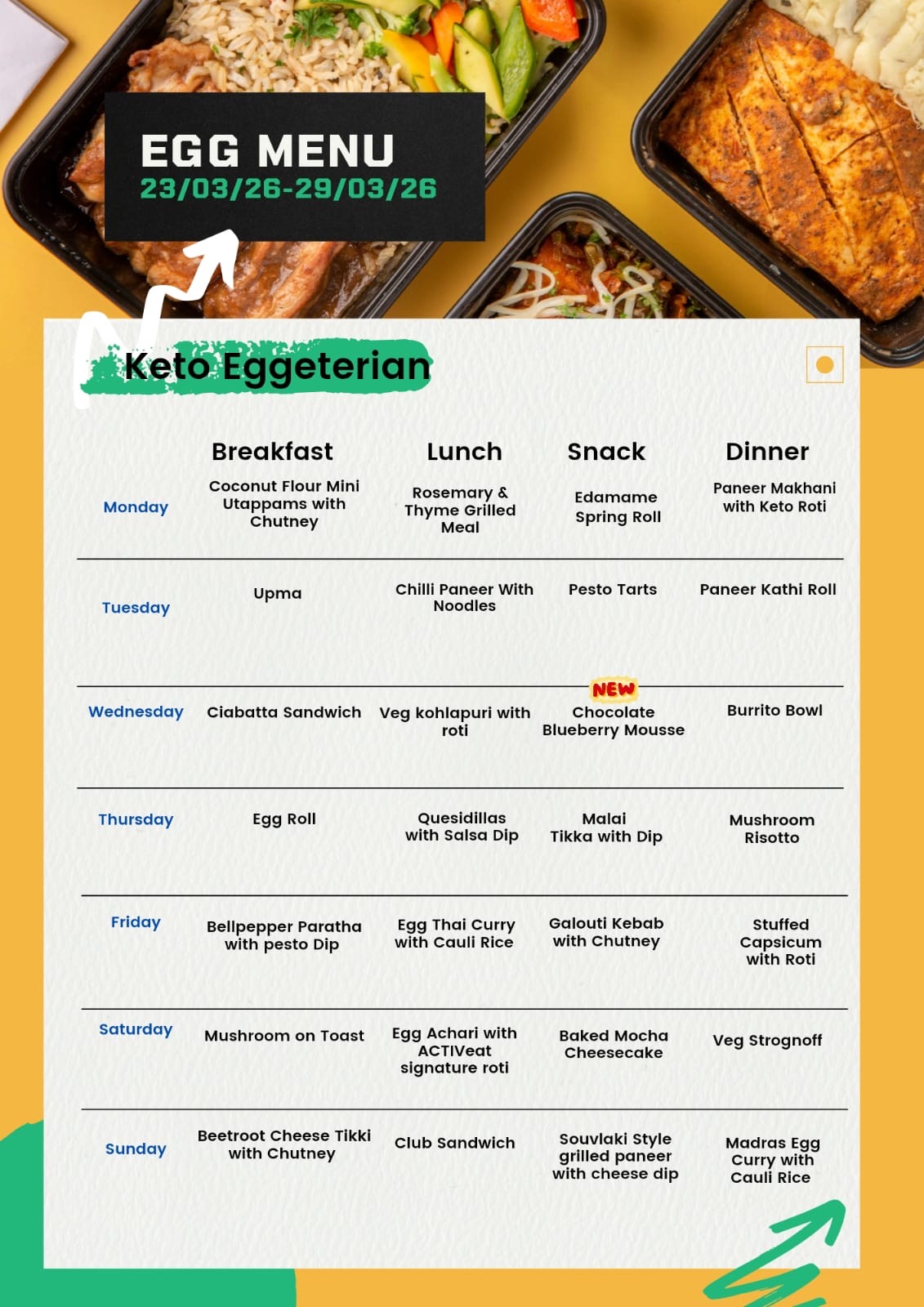 Eggiterian - Weekly Menu